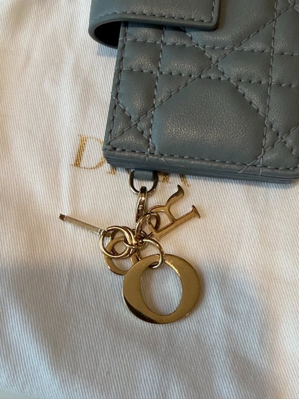 Dior Lady Dior 5-Gusset Card Holder โ Cloud Blue Lambskin, Gold Hardware